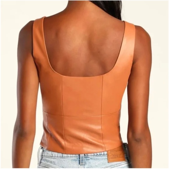 Lulus Brown Vegan Leather corset Tank Top- like new - Picture 3 of 10